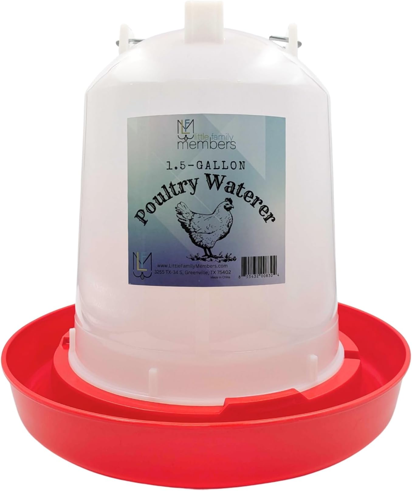 Chicken Waterer 1.5-Gallon Metal Handle Poultry Drinker | Large Capacity Poultry Waterer | for Chickens, Ducks, Baby Chicks, Chickens, Turkeys and More