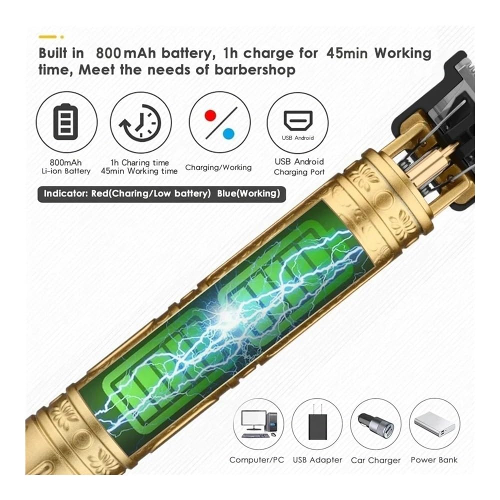 Rasoio professionale per capelli, digitale, ricaricabile tramite USB, per uomo, taglio di capelli da barbiere, rasoio da uomo (Buddha nero)