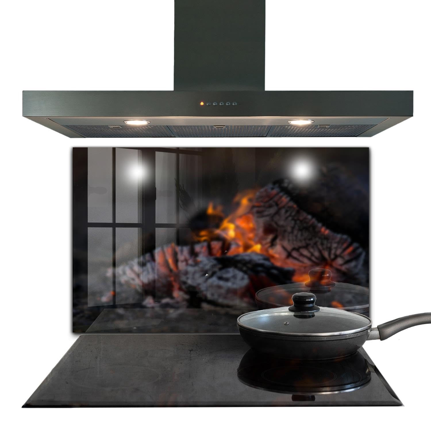 Feu burning fire panneau de cuisine 100x70 cm anti-taches pour protéger vos murs