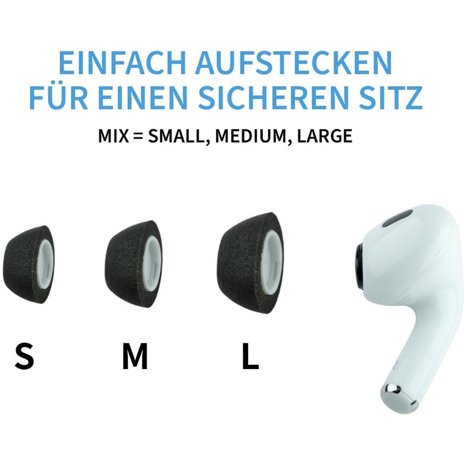 Comply TrueGrip MAX Bouchons d'oreilles, pour Pods Pro 3, noir, taille mélangée, avec chiffon Keepdrum