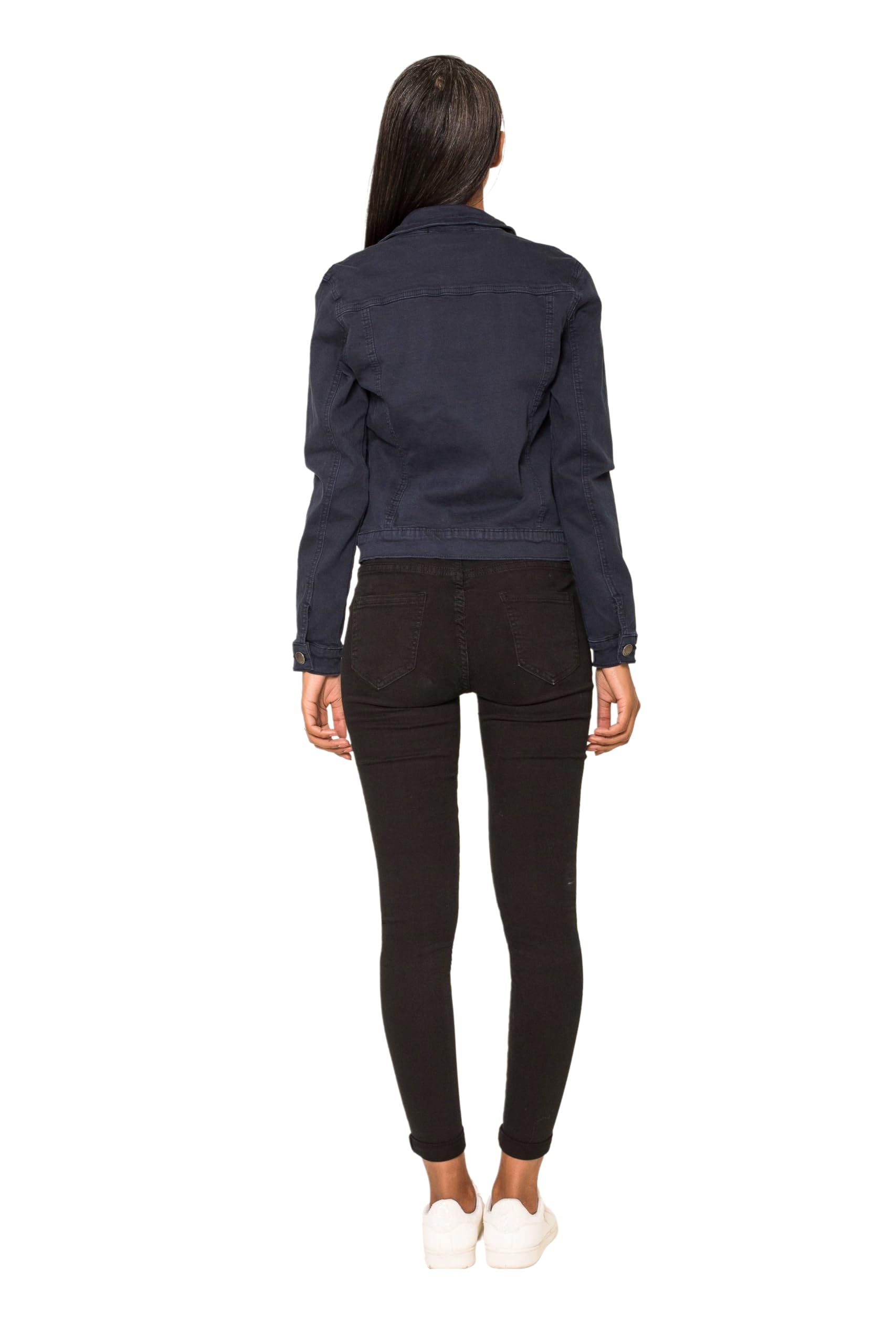 Nina Carter J212 Veste en jean slim pour femme - Veste stretch, colorée, avec col Kent, poches - Pour le printemps, l'été, la mi-saison