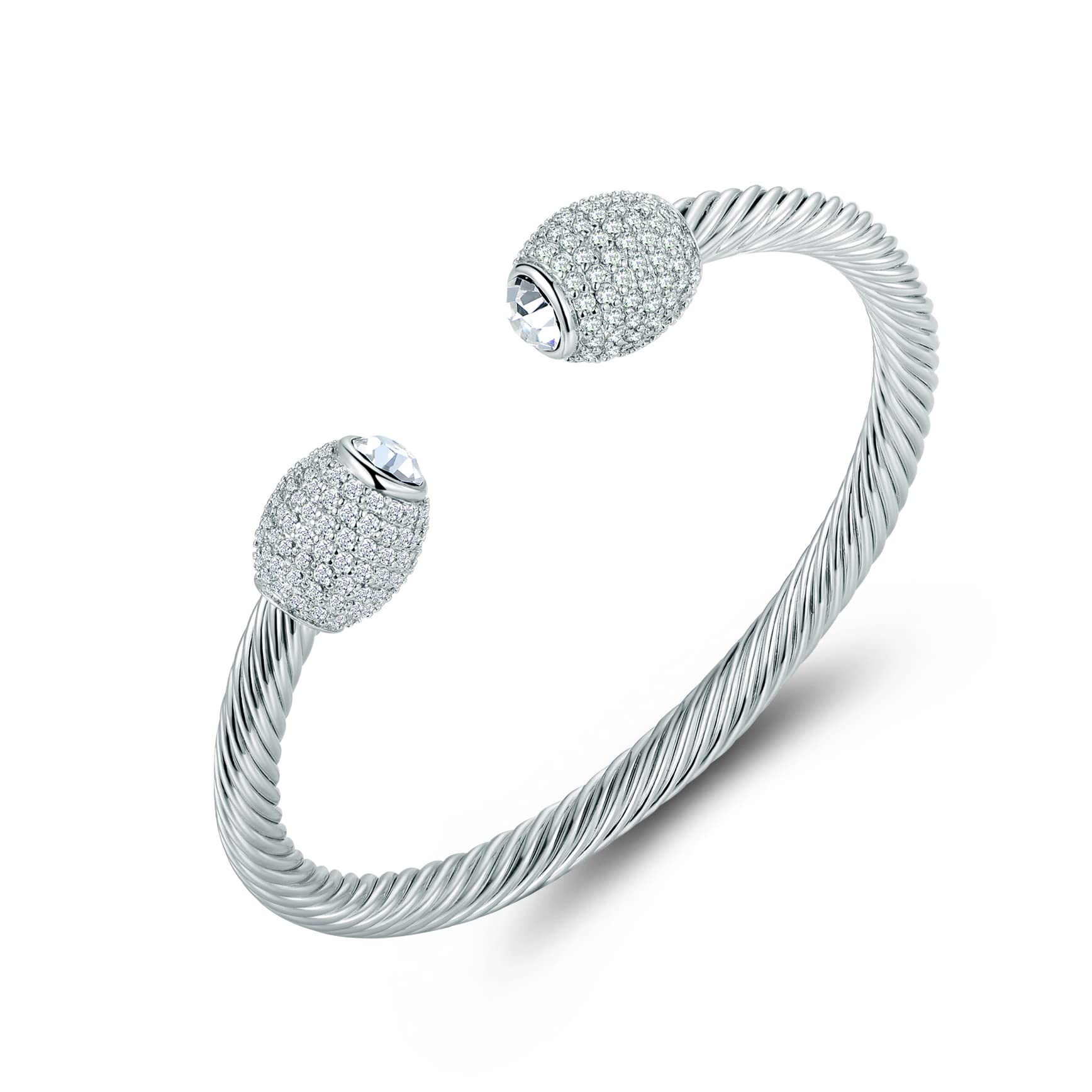Pulsera de cable de cristal chapada en oro de 18 quilates para mujer - Brazalete, Metal, cristal