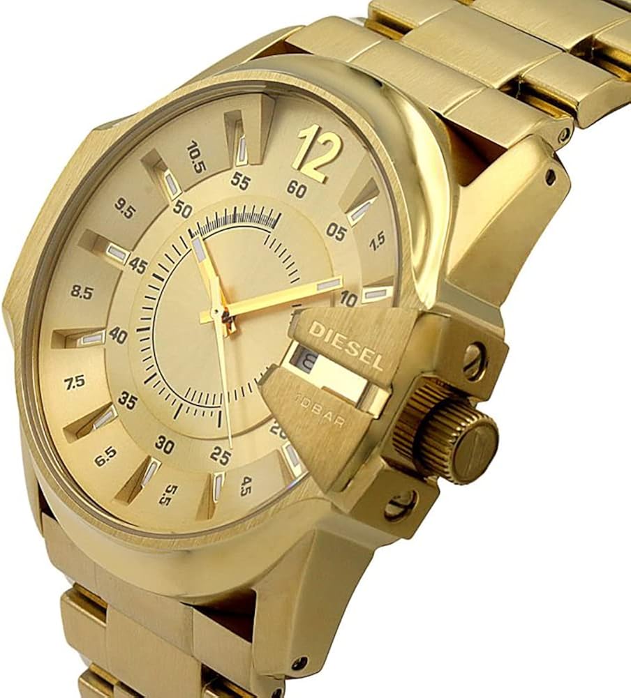Diesel Watch for Men Master Chief Three Hand Date Movement, 45 mm Gold Stainless Steel Case with a Stainless Steel Strap, DZ1952 - Image 5