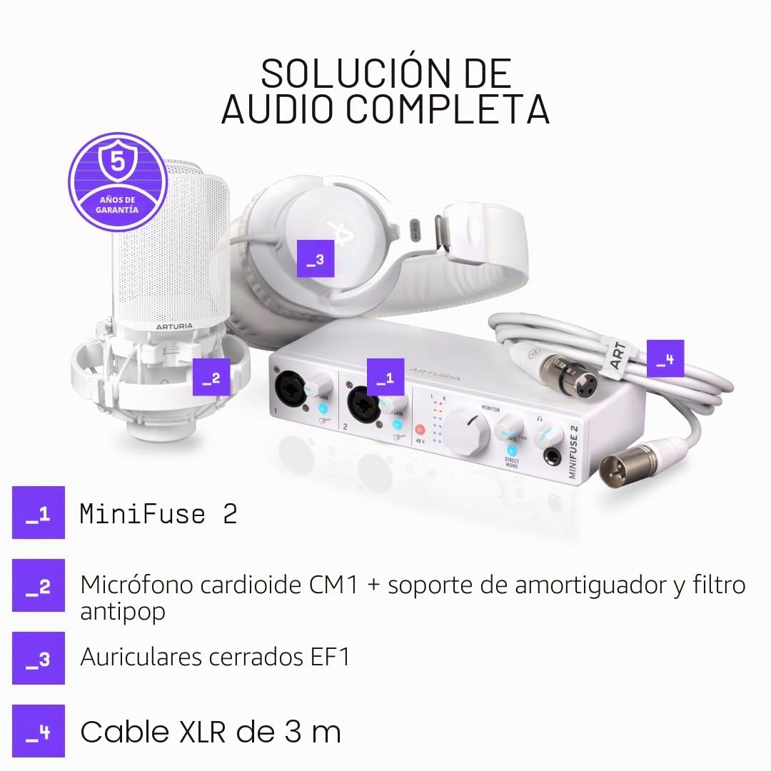 Arturia MiniFuse Recording Paquete de Grabación Blanco