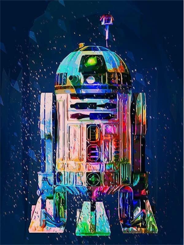 SXSJEIOU Kit per pittura con diamanti 5D R2D2 per adulti, motivo: Star Wars C3po Diamond Art Gem Art Kit per la decorazione della parete della casa, 30,5 x 40,6 cm