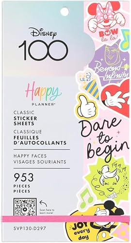 Happy Planner - Paquete de calcomanías de Disney, calcomanías multicolor fáciles de despegar para diarios, planificadores y calendarios, accesorios