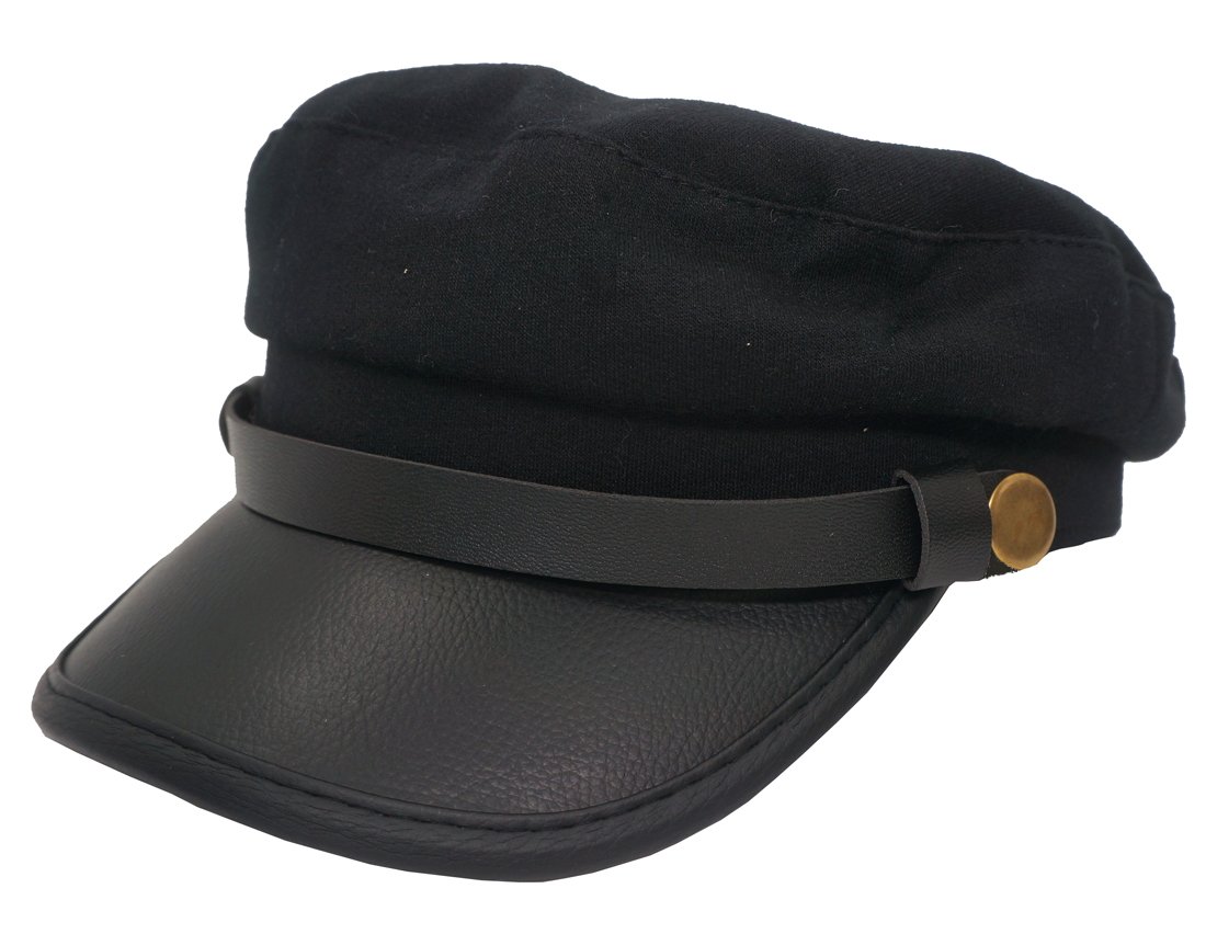 Roffatide Men's Black Unisex Adult Chauffeur Costume Driver Cap Cosplay Officer Fiddler Hat