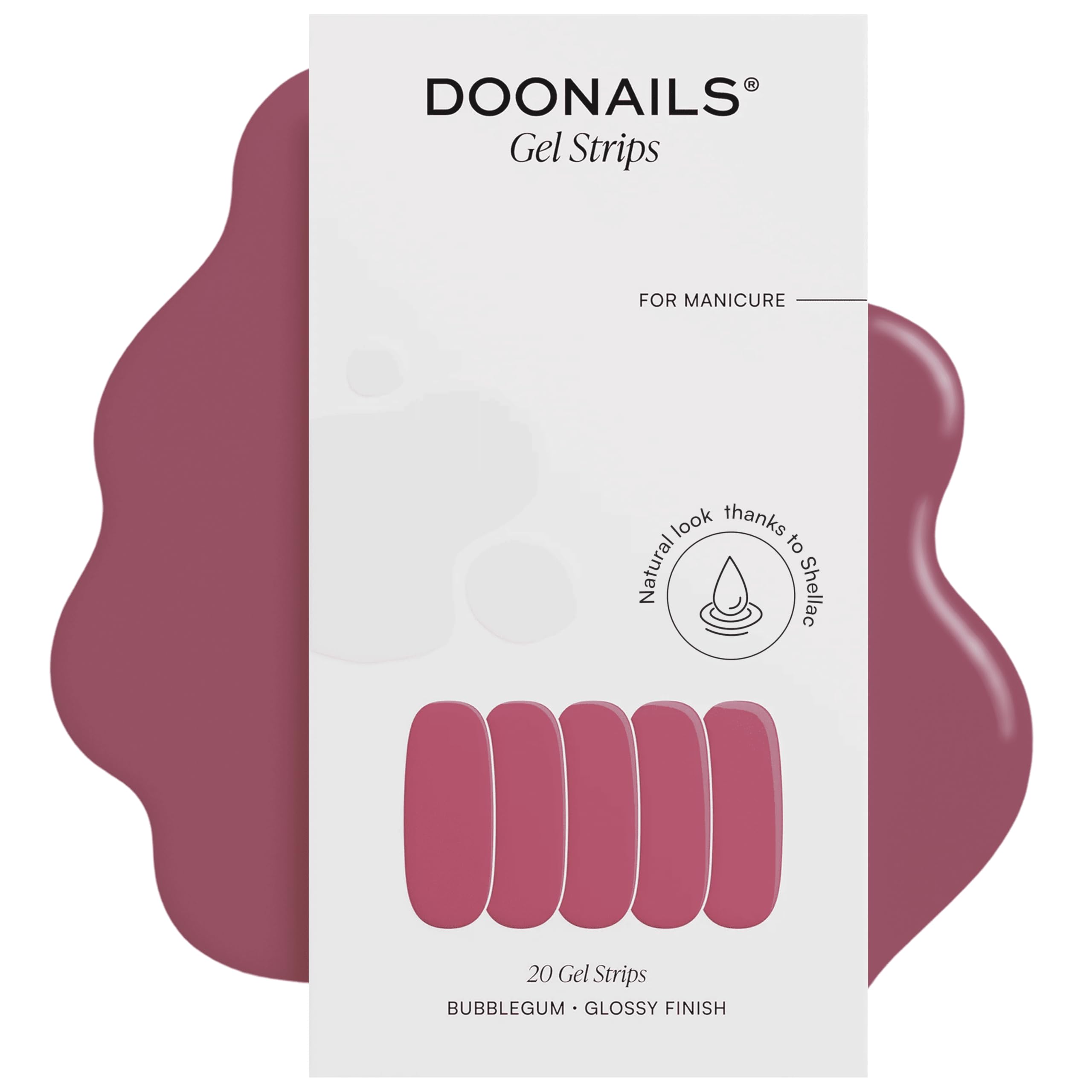 DOONAILS - Feuilles Gel Bubblegum - 20 bandelettes de gel UV en 9 tailles avec extra-longueur - Films ongles autocollants & durcissant aux UV - Autocollants ongles avec jusqu'à 14 jours de tenue