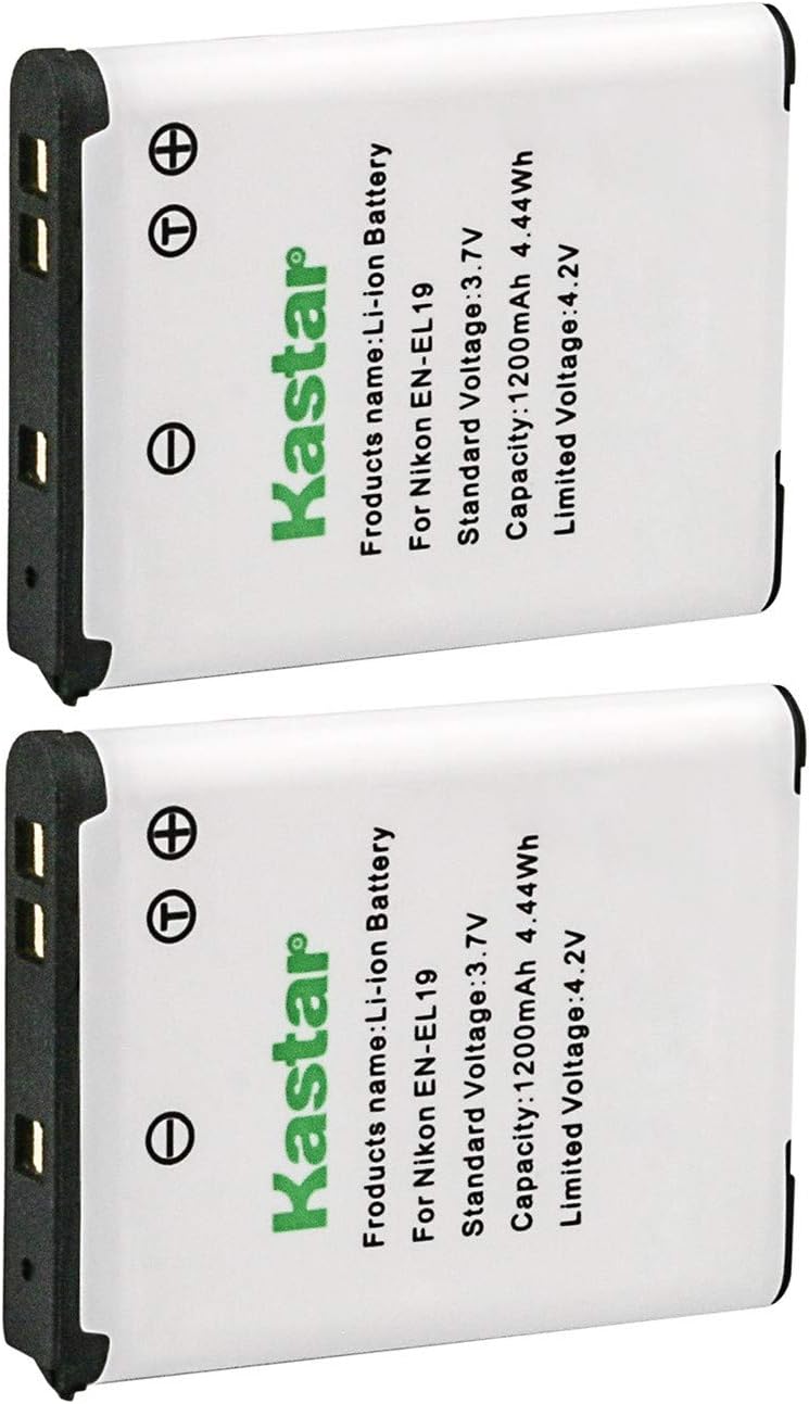 Kastar Battery 2 Pack Replacement for Nikon ENEL19 MH66