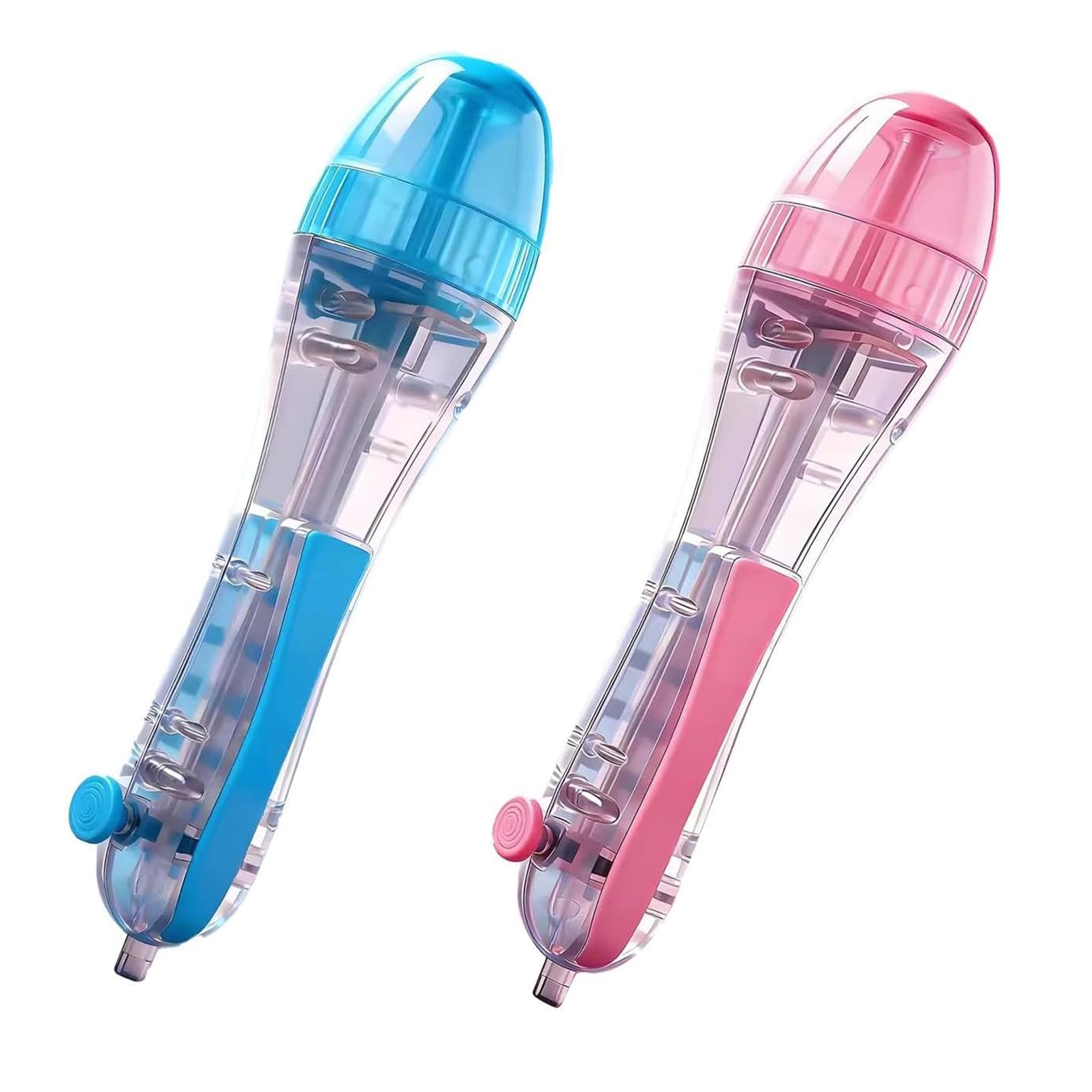 2Pcs Push-Button Fuse Bead Pen, Novelty Molten Bead Dispenser with Transparent & Large Capacity Barrel, Ergonomic Fuse Beads Pick Up Tool for Crafts, DIY Projects & Classroom Activities