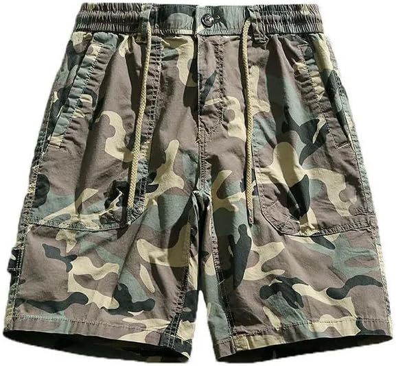 Men's Summer Outdoor Leisure Cargo Shorts Cotton Loose Straight Elastic Comfortable