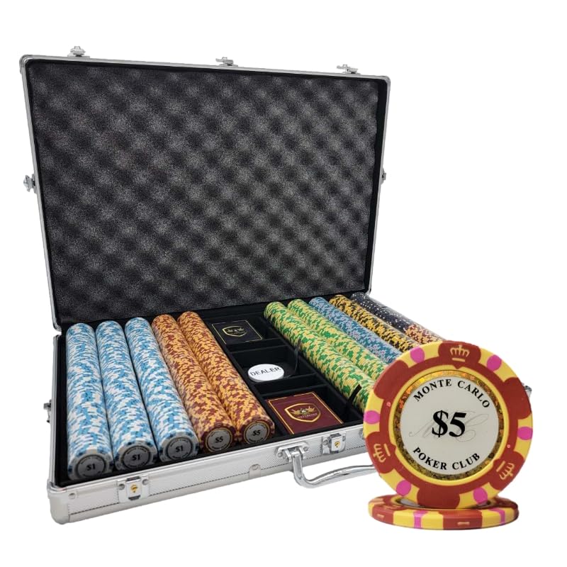 1000 pcs 14g Monte Carlo Poker Club Poker Chips Set with Aluminum Case Custom Build