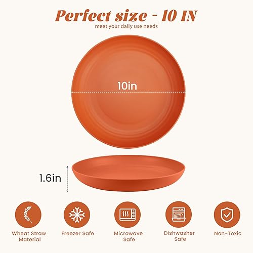 Miniatura 2 de Homienly Deep Plates - 6 platos reutilizables alternativos para platos de plástico, aptos para microondas y lavavajillas, platos de paja de trigo