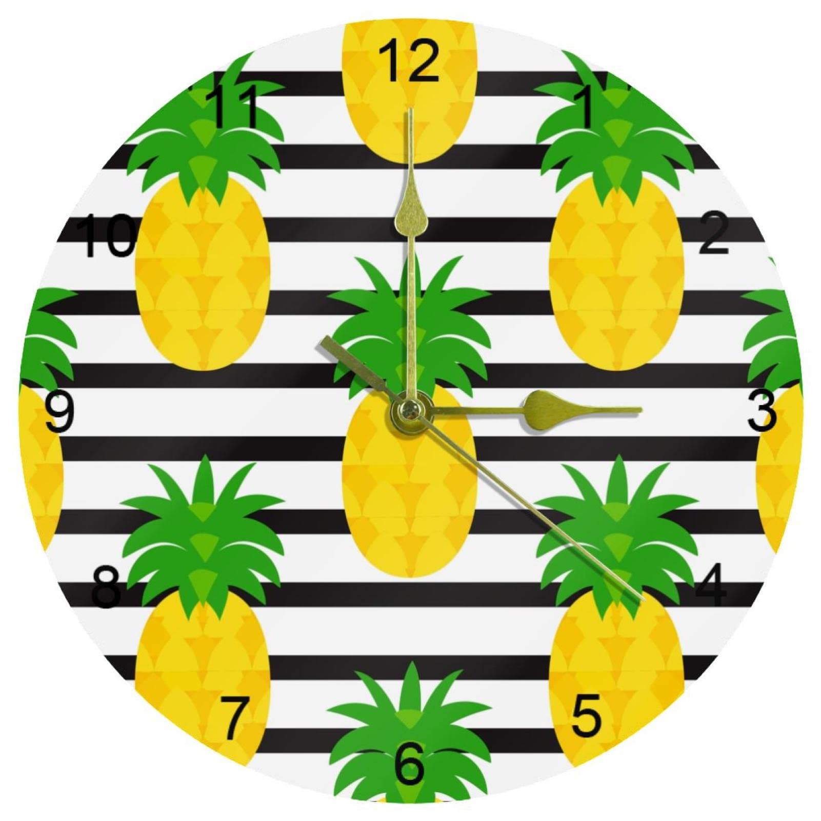 Horloge murale ananas sans tic-tac pour supprimer les bruits et décorer la maison