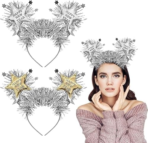 2 stuks Happy New Year haarband, Happy New Year hoofdband, Happy New Year haarband, oudejaarsavond, decoratie 2025, haarband, fotorekwisieten voor kinderen en volwassenen, /A