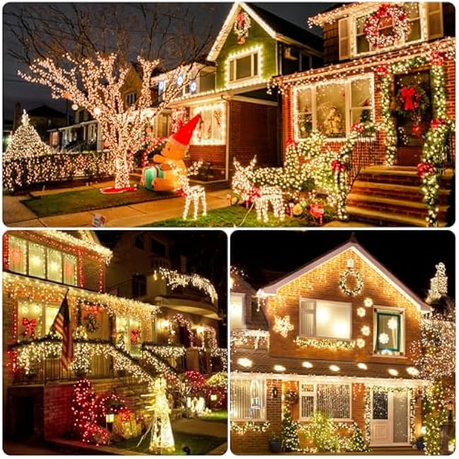 String Solar Lights Outdoor Waterproof - 200 LED Extra-Long 82ft Solar Lights Outdoor String - Solar Powered Strings Light Waterproof for Tree Patio Garden Party Decorations Warm White