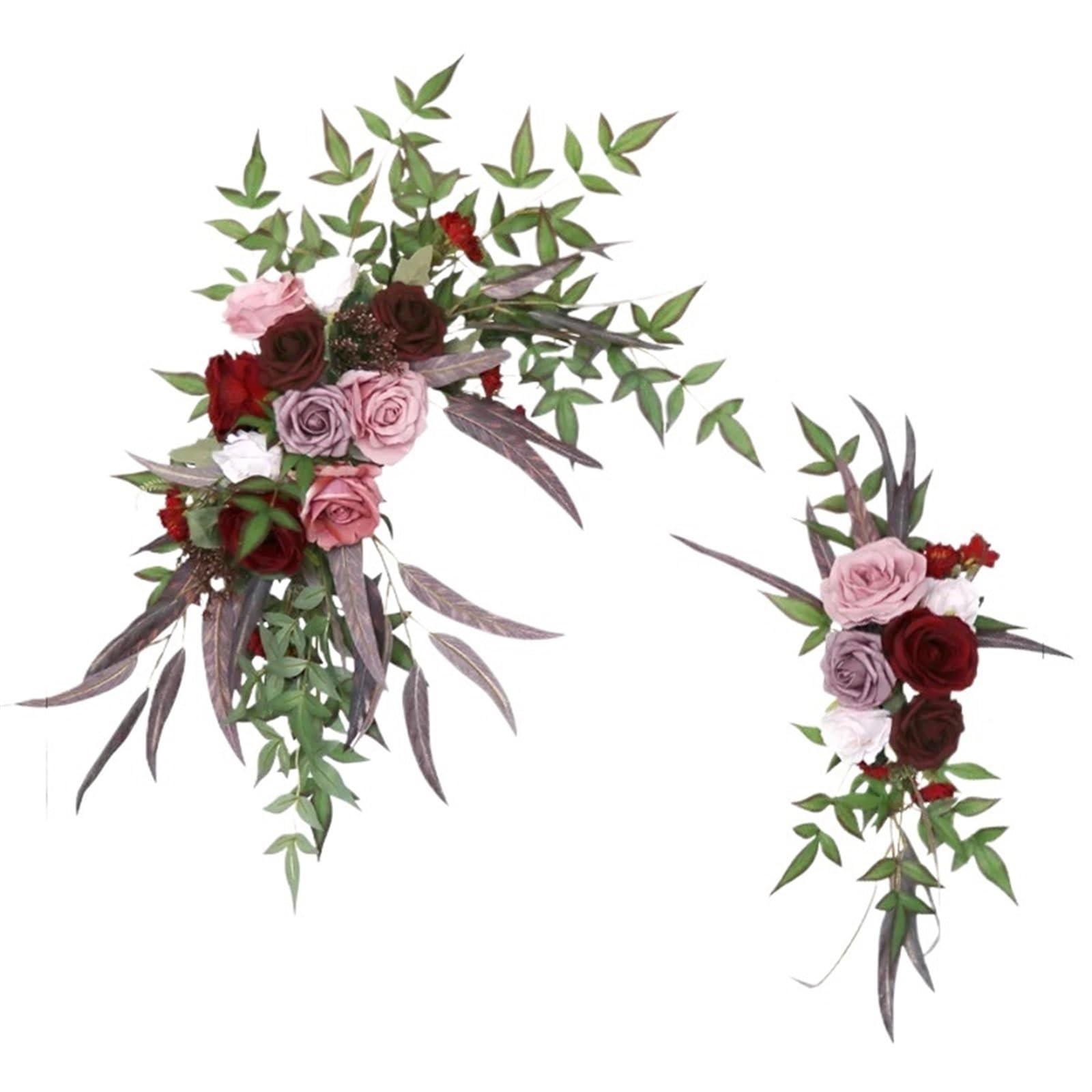 EKalgretrA Flower Arch 2pcs Artificial Wedding Arch Flowers Rose Party Garland Ceremony Flower Backdrop Decoration Fake(I)