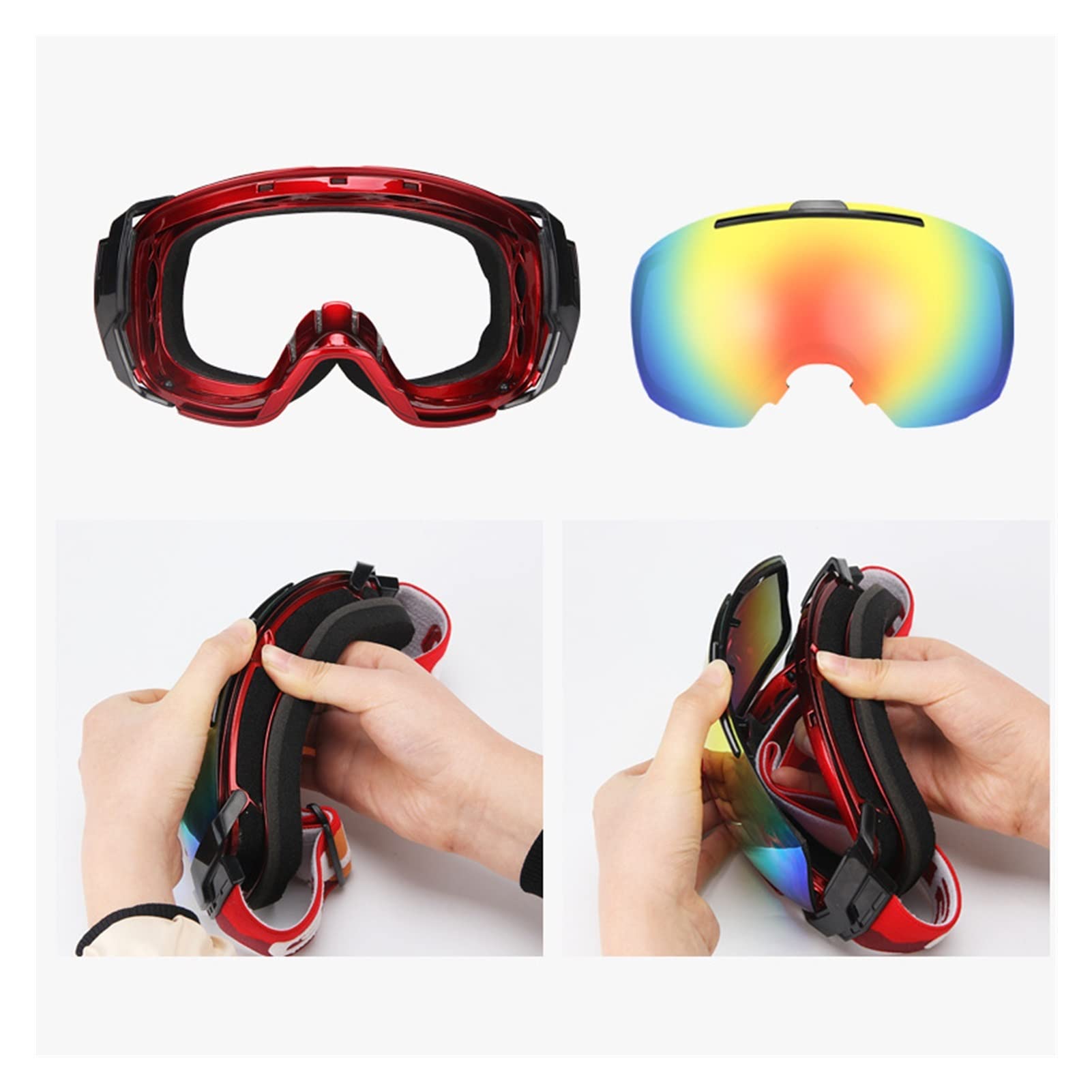 Occhiali da Sci sopra Gli Occhiali da Ciclismo Sci Snowboard Occhiali da Neve Lenti a Doppio Strato Anti-Appannamento Protezione Adatta per Uomo Donna