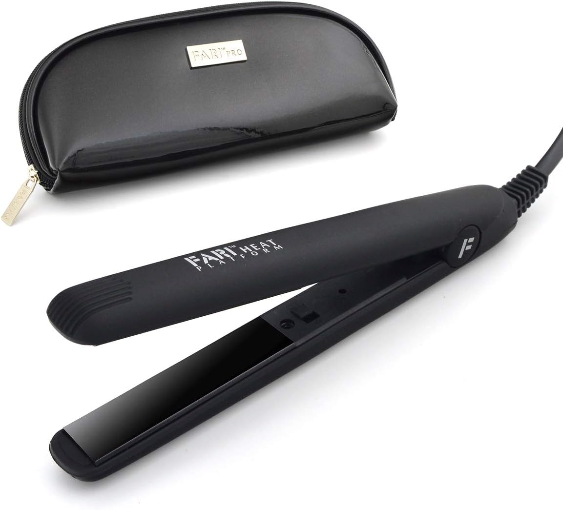 Mini Hair Iron, 1/2 Inch Ceramic Tourmaline Hair Straightener with Travel Bag, Dual Voltage Travel Iron for Worldwide Use, Temp 400F (Black)