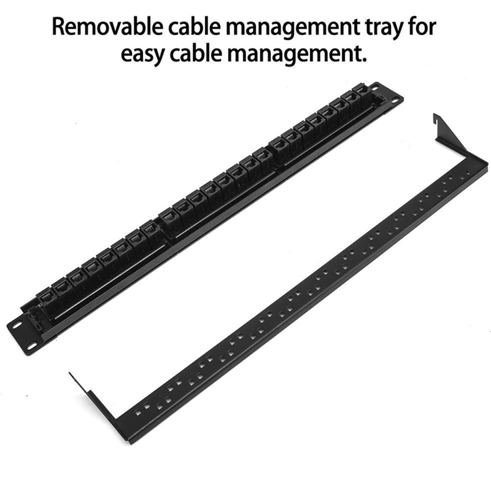 6pièces 19 Pouces 1U Armoire Rack Pass-Through 24 Ports CAT6 Panneau de Brassage Port de Contact RJ45 (Port de Contact RJ45) Cadre Modulaire