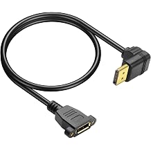 Down Angle Displayport 1.4 Extension Cable 90 Degree Displayport Male to Displayport Female 1.4 Cable with Screws Panel Mount,Support 4K/60Hz 2K/144Hz, for Printer PC Laptop 1.6ft/0.5m