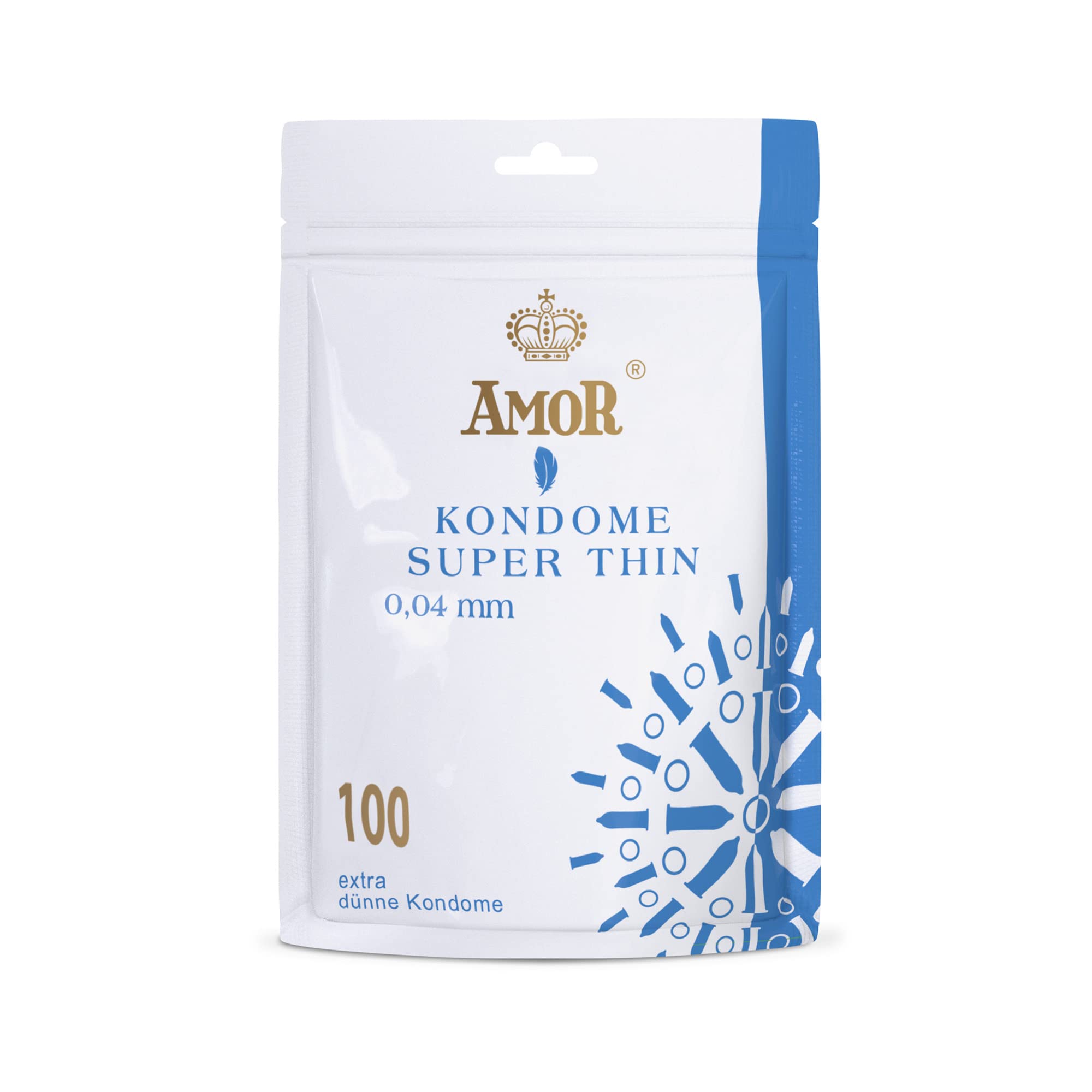 AMOR Premium Super Thin Condoms Wall Thickness 4 mm Diameter 53 mm Pack of 100