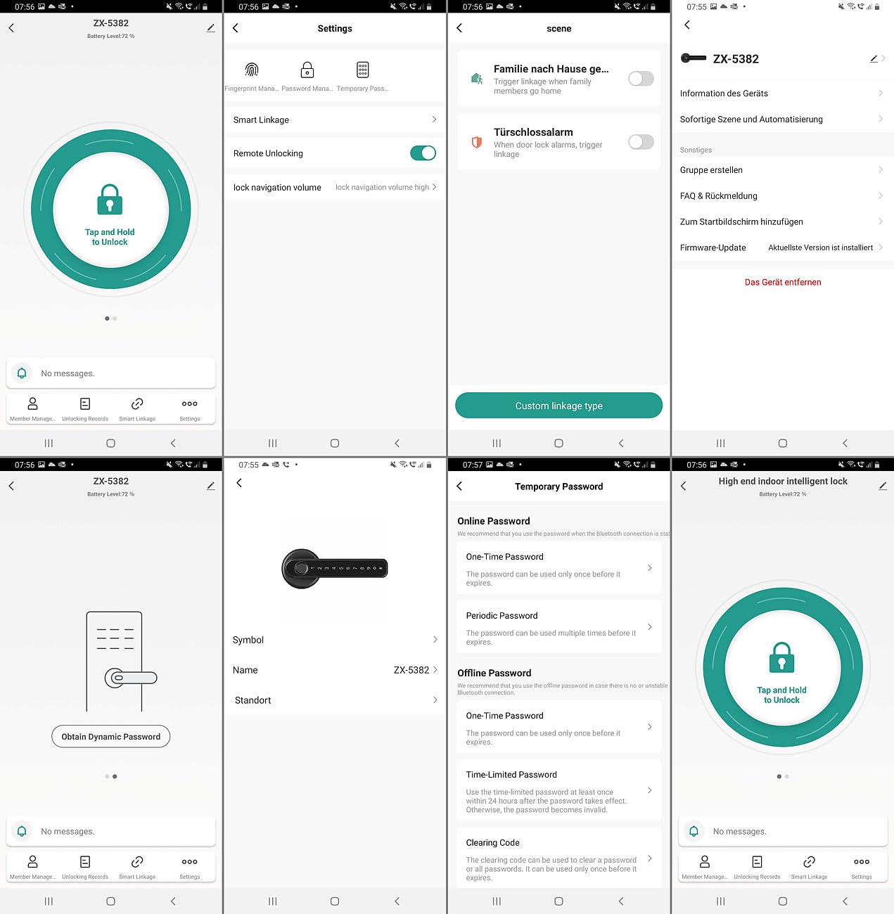 VisorTech Smarte Türklinke: Smarter Sicherheits-Türbeschlag mit Finger-Scanner, PIN & App, silber (Fingerprint Türöffner, Türklinke mit Fingerabdruck, WC)