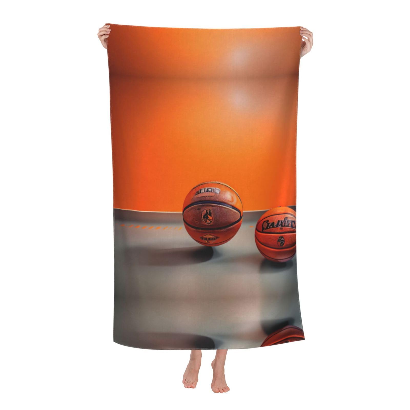 KPXXAQT Basketball Orange Print Oversized Adult Beach Towel Quick-Dry Travel Swimming Camping Outdoor Adventures