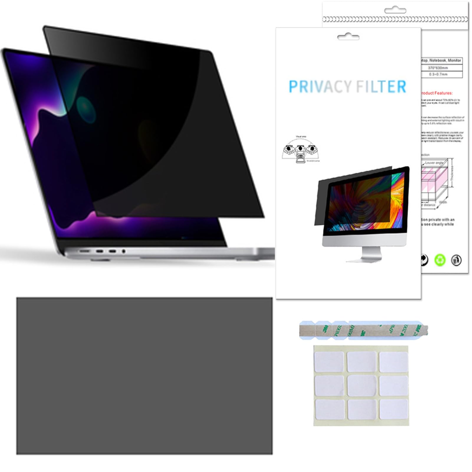 Computer Sichtschutz für 11.6-27 Zoll Monitor, Anti Blendung Laptop WGHGCF(24inch/53.1x29.8CM)