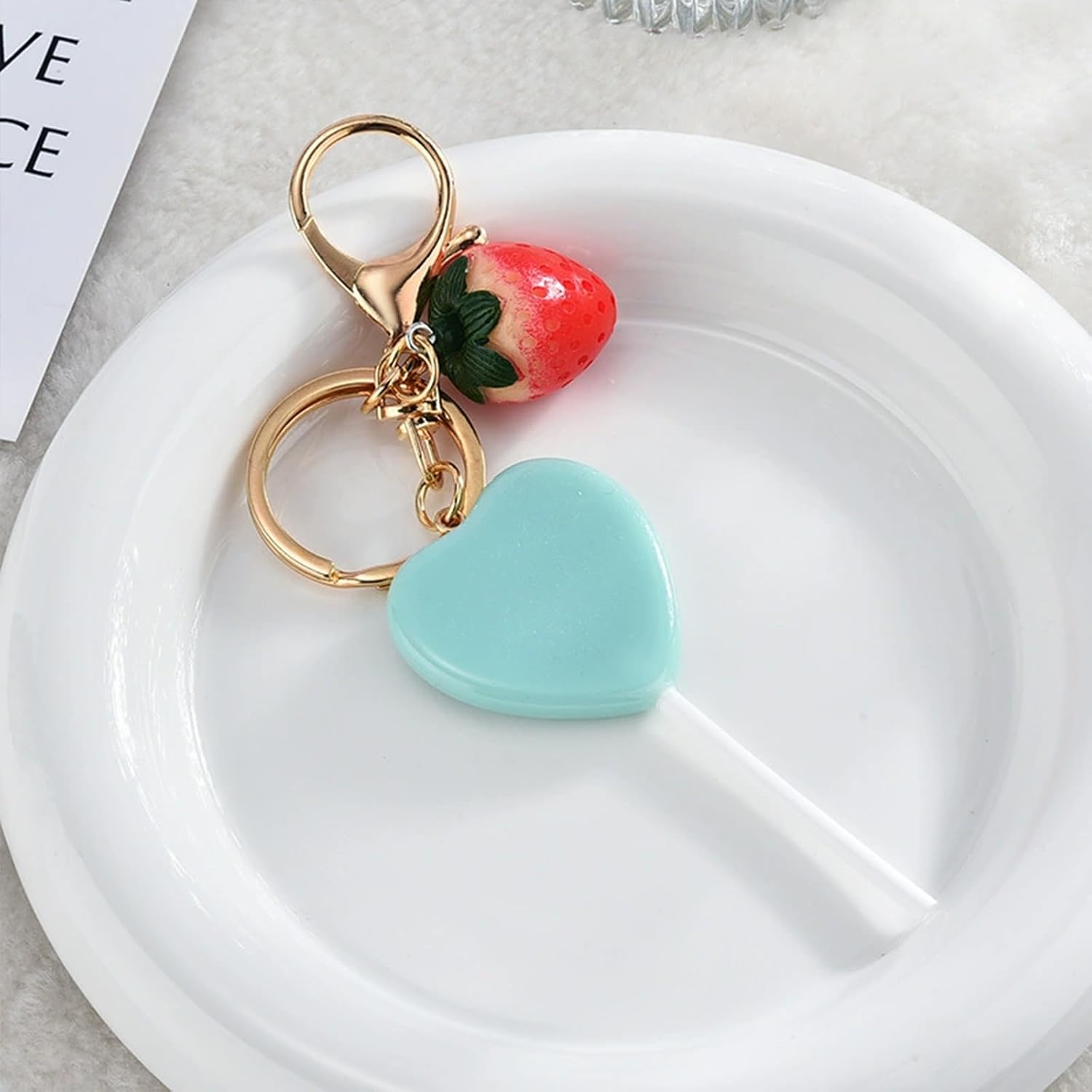 Angyape Mini Bag Purse Charms for Handbags Cute Funny Heart Lollipop Keychain for Women Strawberry Charm Car Keys Accessories image 4