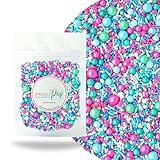 To Dive For Sprinkle Mix| Sprinkles Made In USA By Sprinkle Pop| Blue Pink White Aqua Mint Sprinkles| Flamingo Themed Sprinkles For Decorating Birthday Cake Cookie Cupcake Ice Cream, 2oz