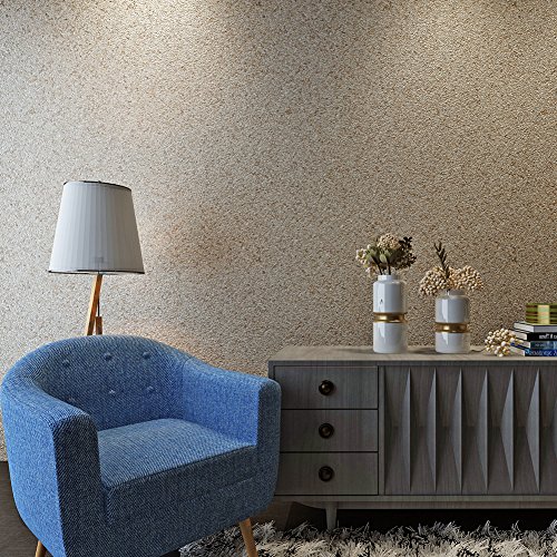 HANMERO Luxury Design Vermiculite Mica Stones Wallpaper Wall Covering for Home, Bedroom, Dining Rooms and Hotel Wall Art Wall Decoration - MC (300cm x 53cm) Modern Designer Wall Paper (Beige)