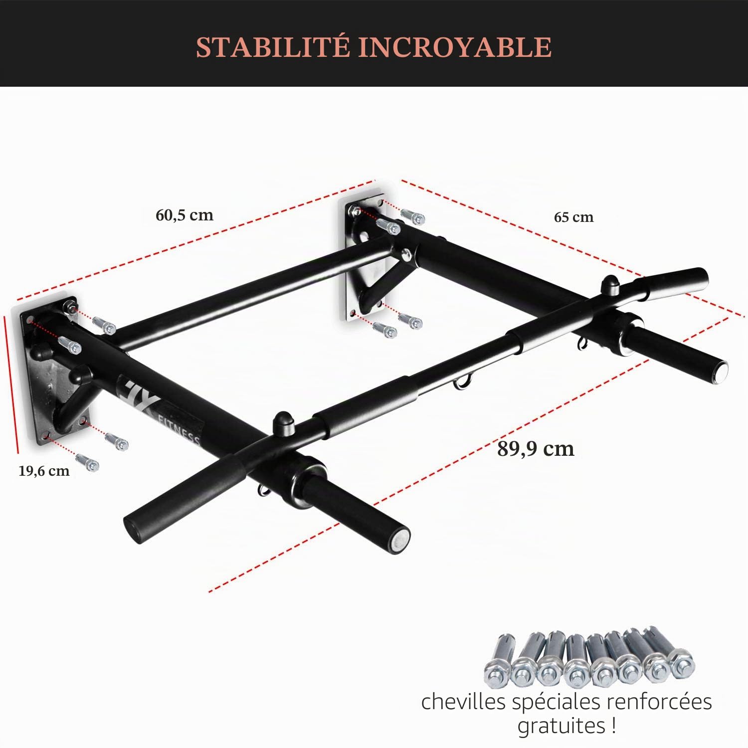 JX FITNESS Barres de Traction Murale, Barre de Fitness Gym à Domicile Pull Up Bar Faire Des Exercices TRX et Boxe Training Workout Bar
