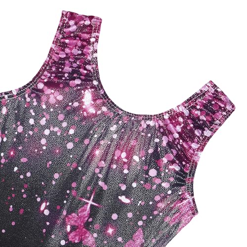 BAOHULU Gymnastics Leotards for Girls Kids Sparkle Tank Biketards with Shorts Dance Outfit B234_BlackButterfly_110