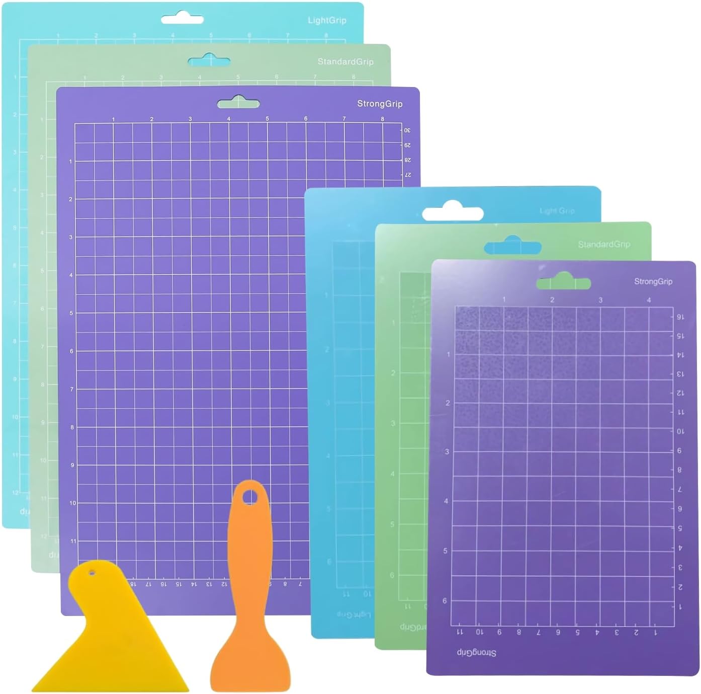 DAYONG 6 Pack Cutting Mat, Variety Sticky Cut Board, 4.5” X12” and 4.5”X6.5” (Standard Grip, Light Grip, Strong Grip, Fabric Grip), Multiple Adhesive Cutting Mat for Handcraft Project. (6 pcs)