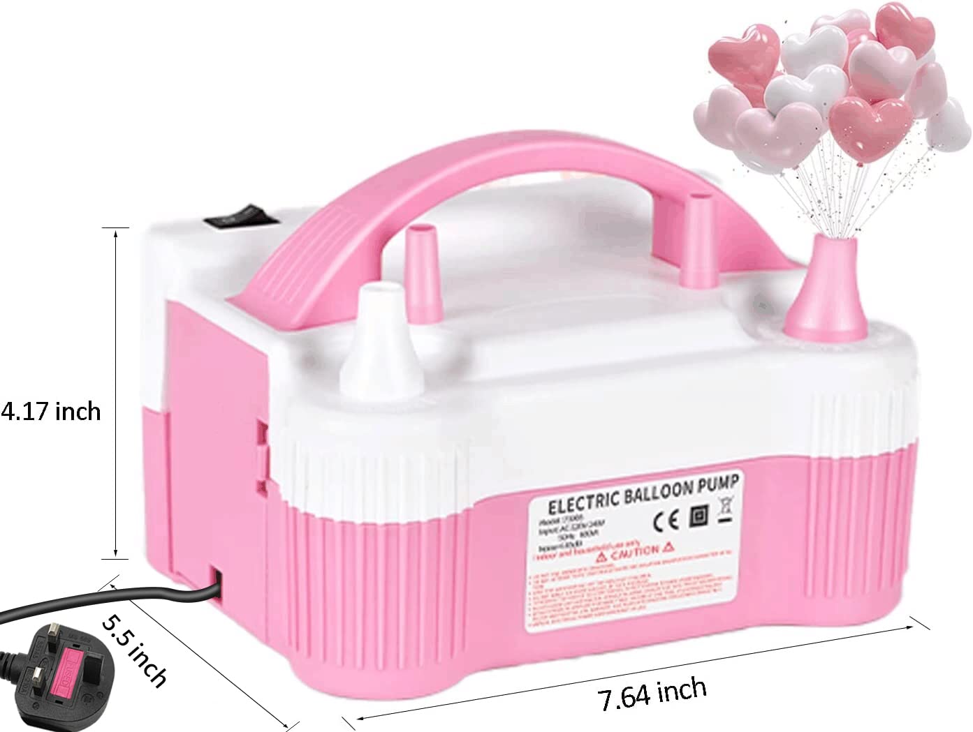 Pompa a palloncino - pompa a palloncino elettrica con doppio ugello (AC220-240V 600W) - gonfiatore portatile della macchina a palloncino per la decorazione del partito di compleanno di nozze