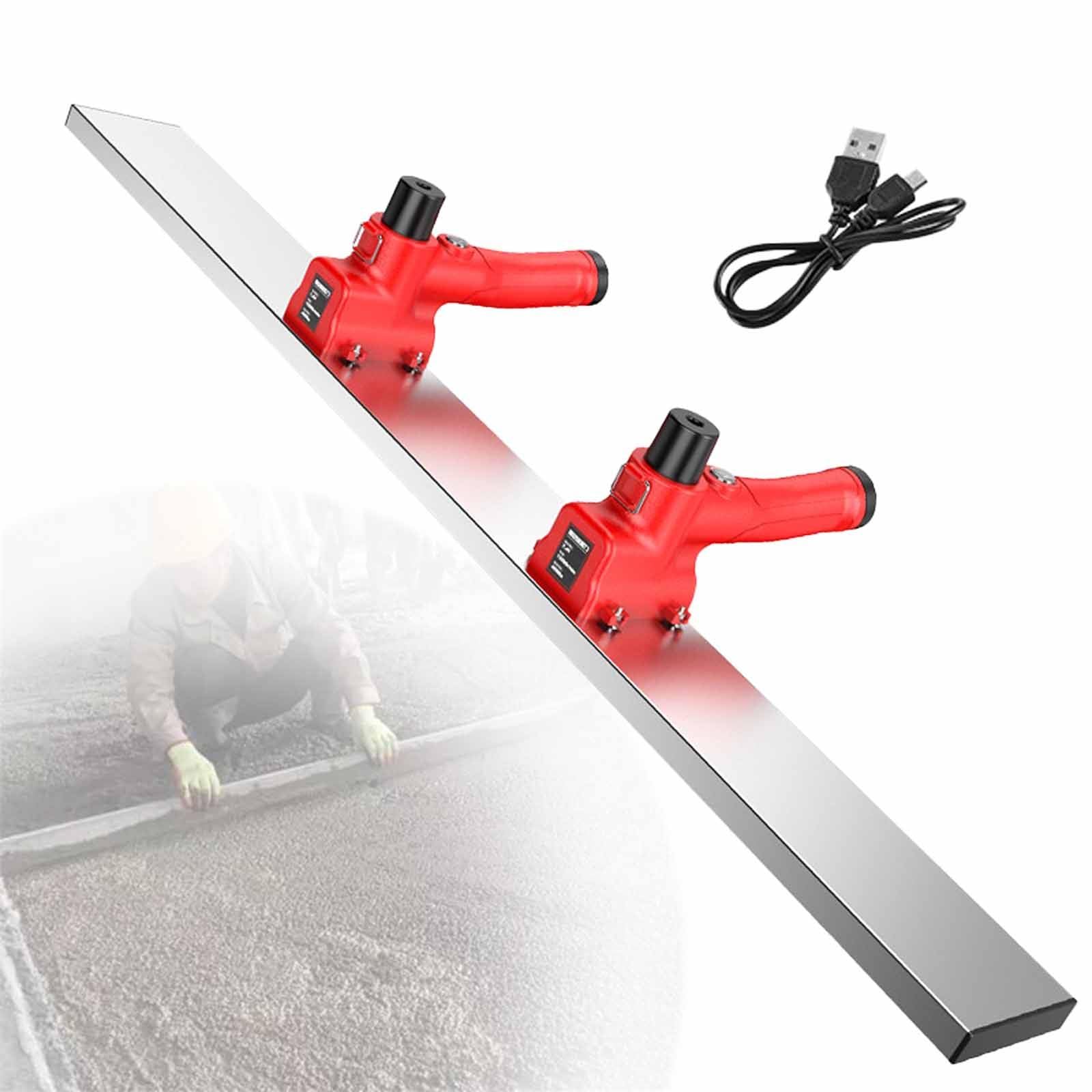 Power Screed Concrete Finishing Tool, 12000 RPM Concrete Vibrating Tool, Screed Cement Finishing with 100cm Blade, Concrete Surface Leveling Tamper Ruler Red-withtype-Cchargingcable