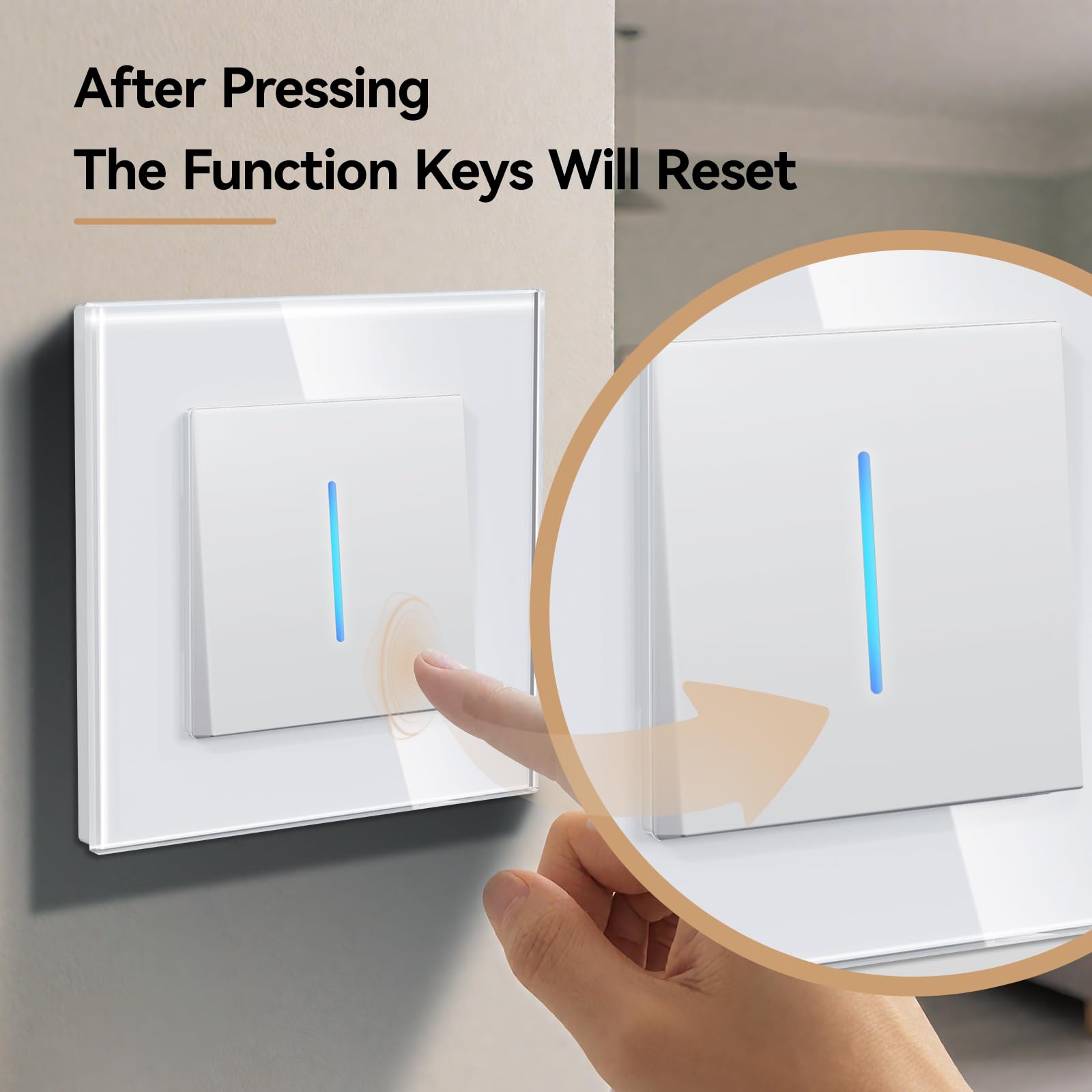 BSEED Interrupteur Poussoir, Interrupteur à Bouton Poussoir, Interrupteur Mural avec Griffes, 1 Gang 1 Way, Blanc - 3