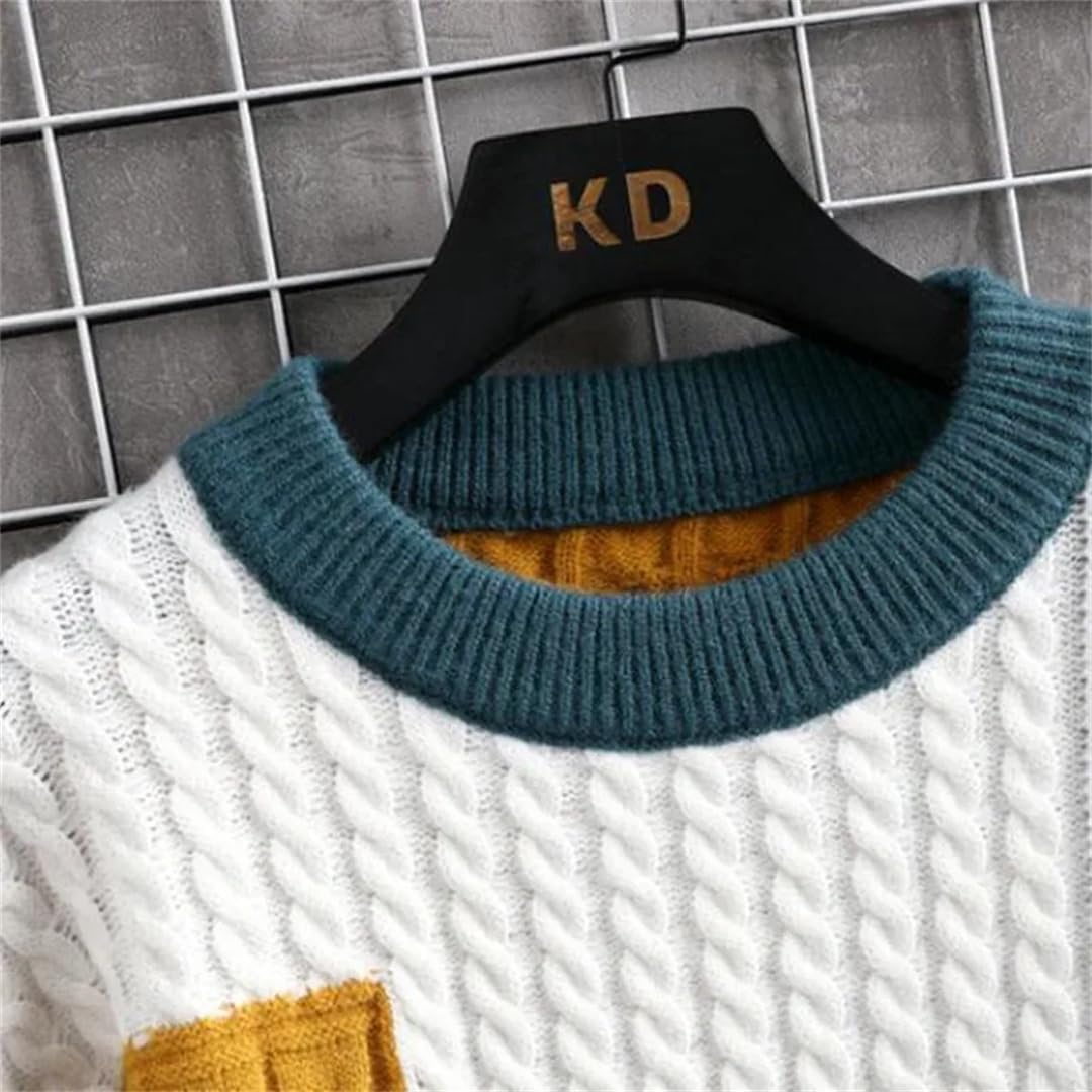 Men Pullover Sweaters Shirts Harajuku Mens Knitted Sweater Tops Clothes Crewneck Chunky Knit Cardigan