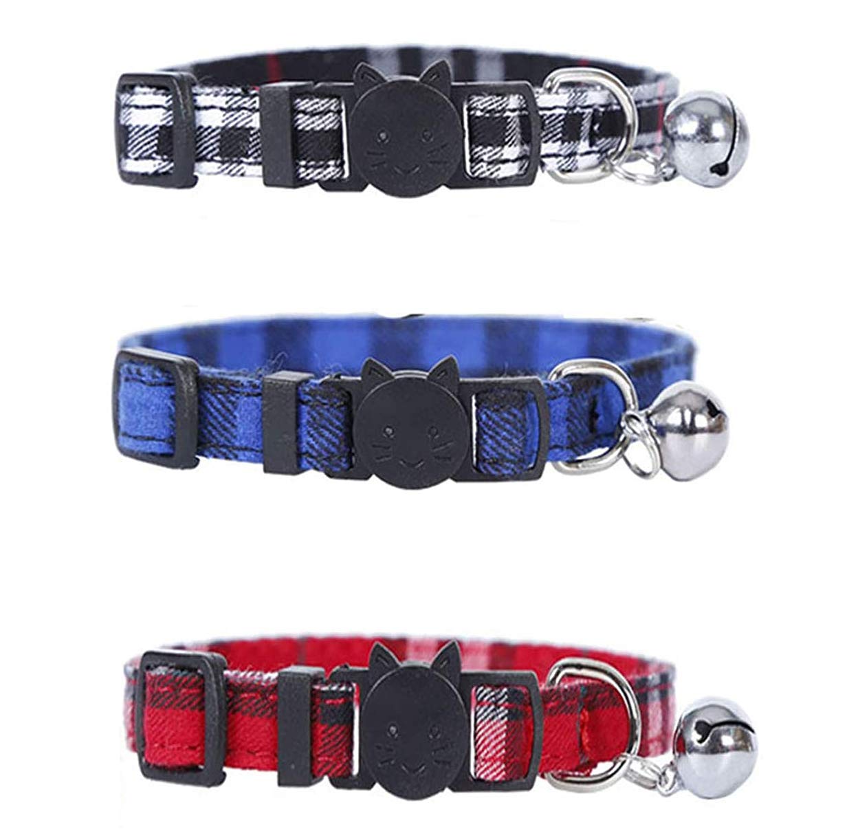 MorlaCat Collar with Bell and Safety Quick Release, 3 Pack Cat Collars Adjustable 20-30cm for Most Domestic Cats