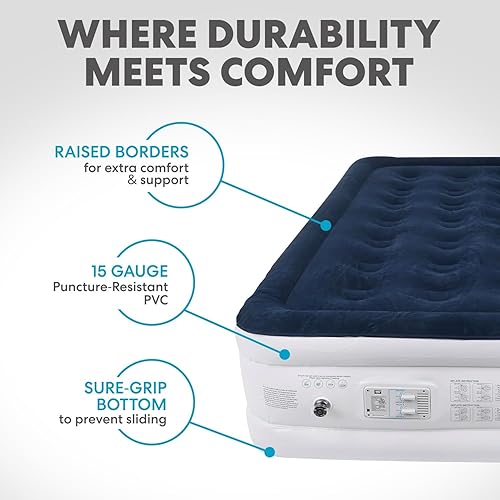Miniatura 4 de Simpli-Magic Premium Collection - Colchón de aire de lujo, bomba integrada de alta capacidad para el hogar y el campamento, doble altura, ajustable,