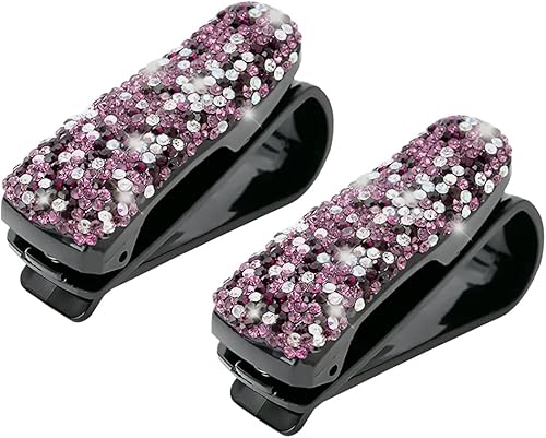 Miniatura 8 de Moly Magnolia 2 soportes para anteojos de sol para visera del sol para coche anteojos de sol con pedrería de cristal a la moda soporte con clip para