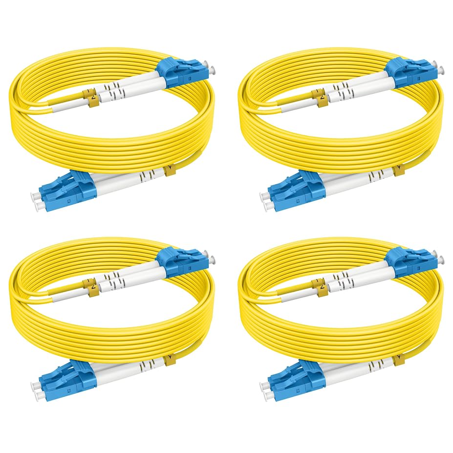 OS2 LC to LC Single Mode Fiber Patch Cables 3ft/1m, SM Singlemode Fiber Optic Cable 10G SMF LSZH Duplex 9/125μm OD 2.0mm (4pack),