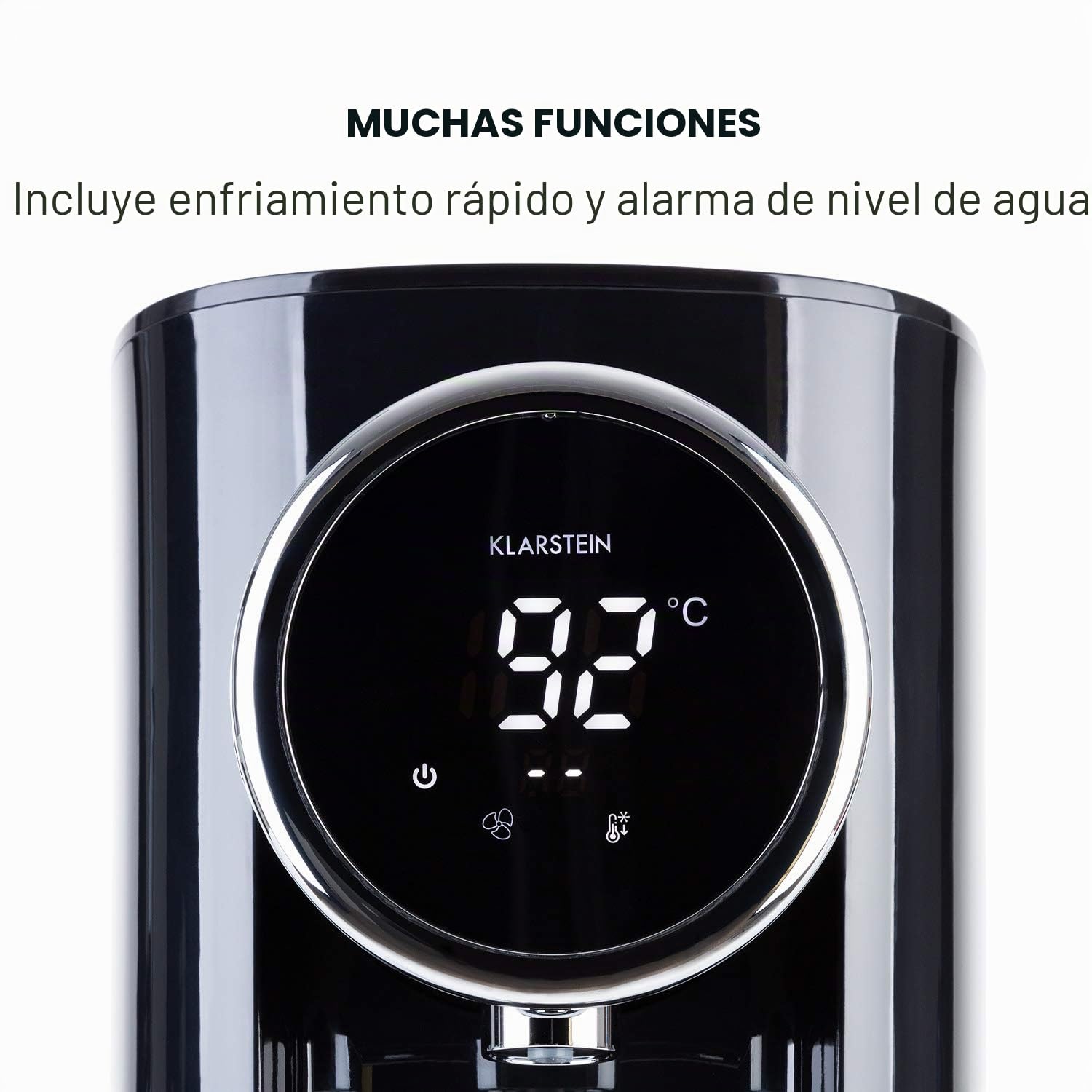 Klarstein Hot Spring Plus Dispensador de Agua Caliente - Termo, Hervidor de Agua, 5 litros de Volumen, Panel táctil, Temperatura de 45-95 °C, Pantalla LCD, Depósito de Acero Inoxidable, Negro