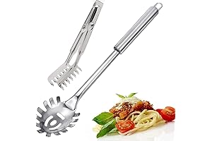 2 Pieces Spaghetti Spoon, Durable Stainless Steel Pasta Server and Tongs