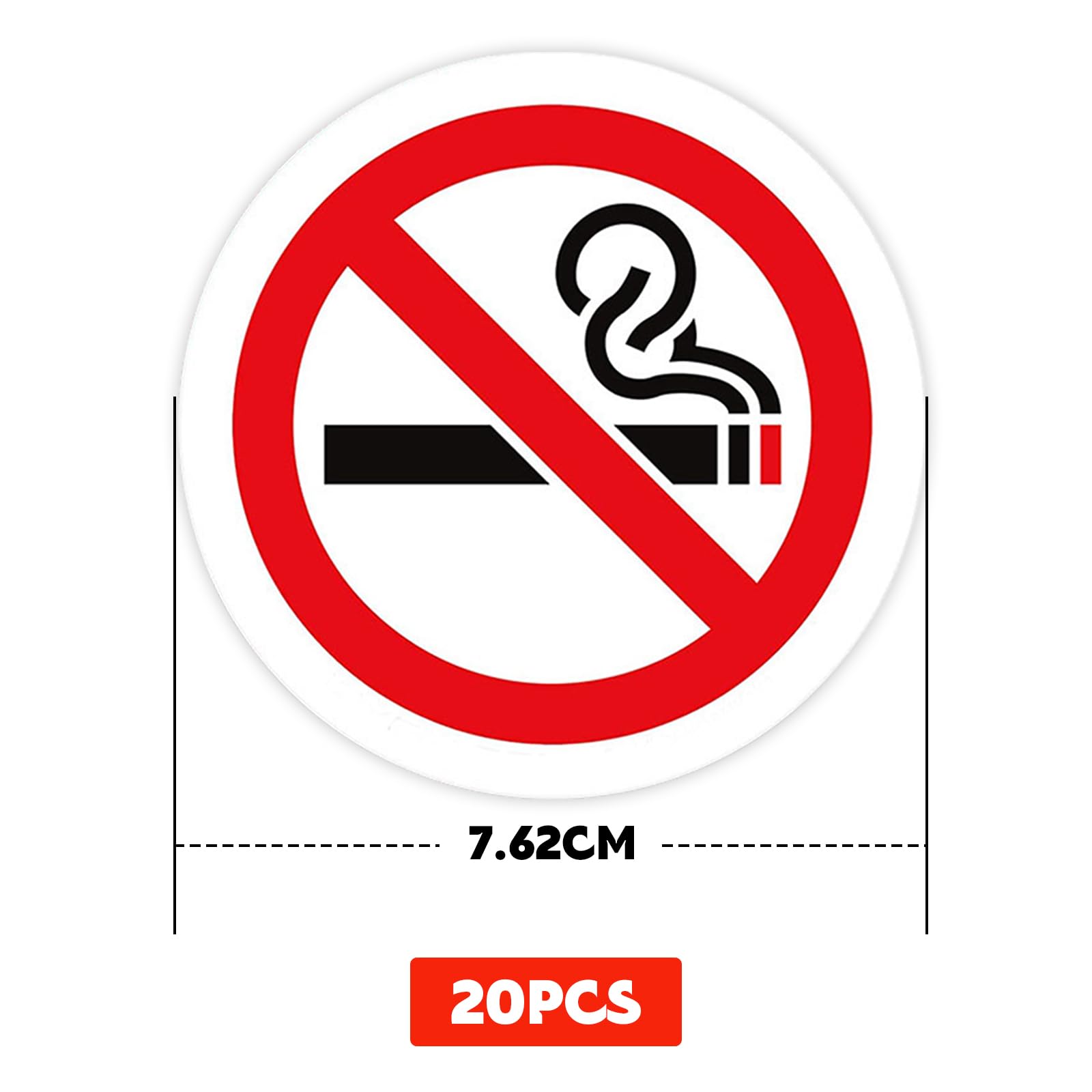 Roken verboden stickers, 30 stuks roken verboden bordjes 7,62 cm stickers, niet-roken stickers met uv-bescherming, waarschuwingsteken voor binnen en buiten rookverbod schild