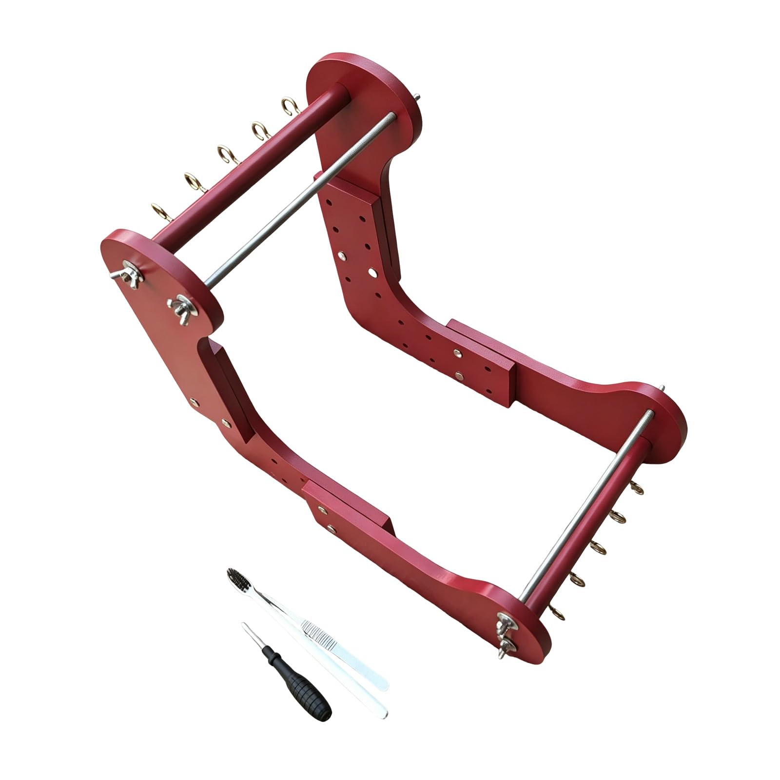 Marco de cuentas de joyería de madera con configuración de ajustable para encordar pulseras, tejer cuentas y trabajos artesanales Marco de tejido de cuentas ajustable Herramienta de encordar de