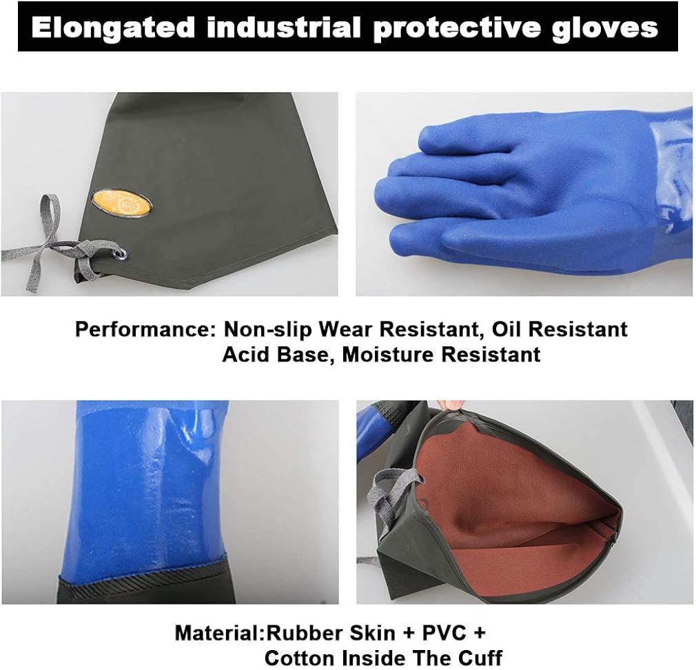 Eiito Drain cleaning gloves,Pond Gloves,Long Rubber gloves