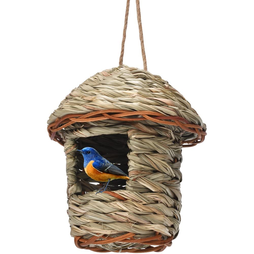 Casiler Style2 Straw Bird Nest Parrot Hatching Breeding Grass Cave Garden Grass Birds House Humming Bird Nest For Lawn Home