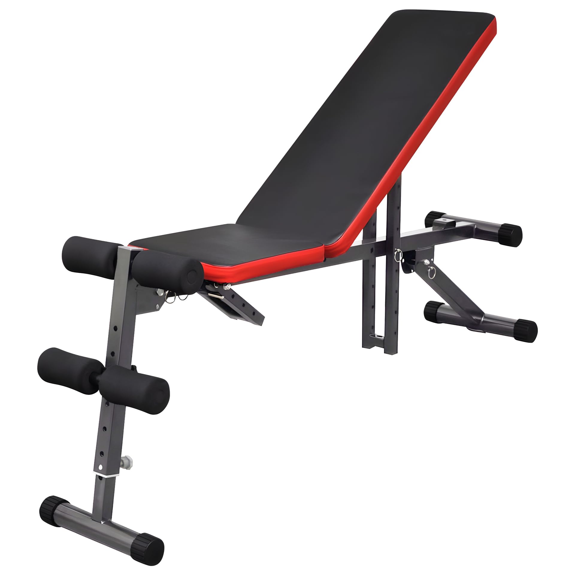Banco de Musculação Ajustável, Inclinável, Multiposição para Exercícios, Preto e Vermelho